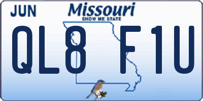 MO license plate QL8F1U
