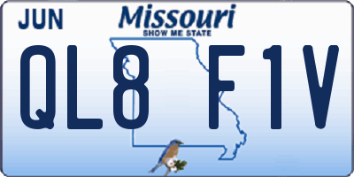 MO license plate QL8F1V