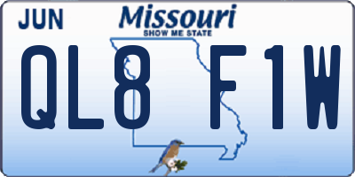 MO license plate QL8F1W
