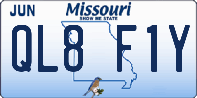 MO license plate QL8F1Y