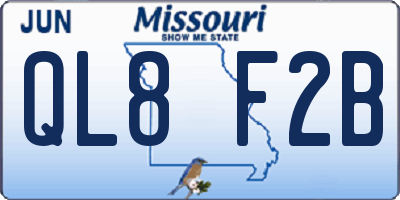 MO license plate QL8F2B