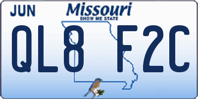 MO license plate QL8F2C