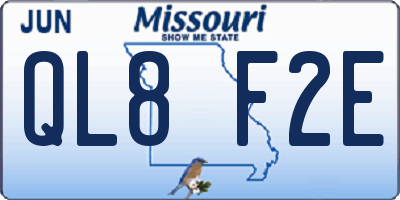 MO license plate QL8F2E