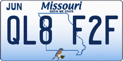 MO license plate QL8F2F