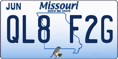 MO license plate QL8F2G