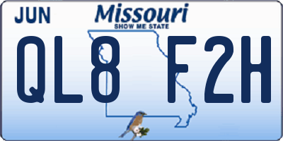 MO license plate QL8F2H