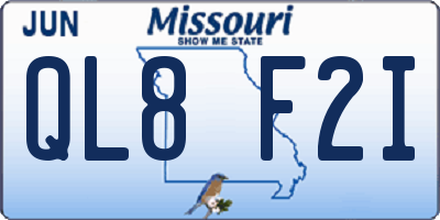 MO license plate QL8F2I