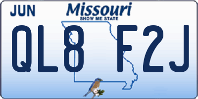 MO license plate QL8F2J