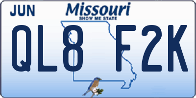 MO license plate QL8F2K