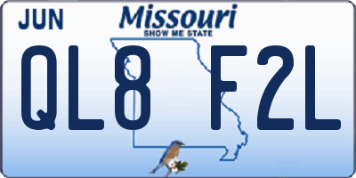 MO license plate QL8F2L