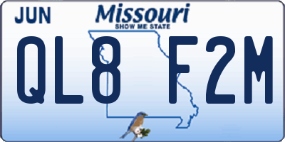 MO license plate QL8F2M