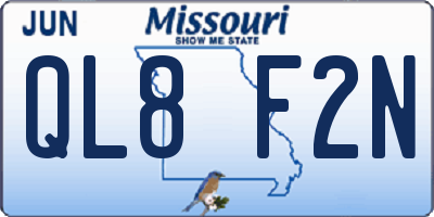 MO license plate QL8F2N