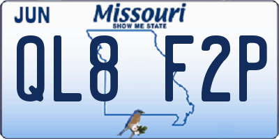 MO license plate QL8F2P