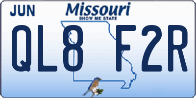 MO license plate QL8F2R