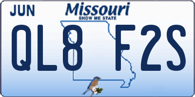 MO license plate QL8F2S