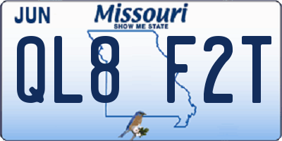 MO license plate QL8F2T