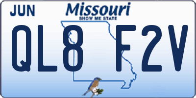 MO license plate QL8F2V