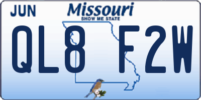 MO license plate QL8F2W