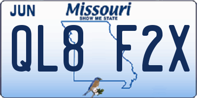 MO license plate QL8F2X