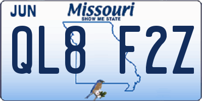 MO license plate QL8F2Z