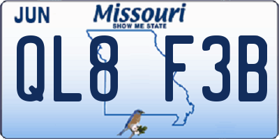 MO license plate QL8F3B