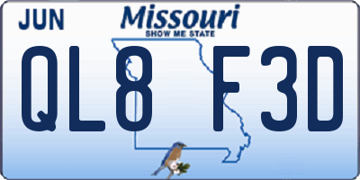 MO license plate QL8F3D