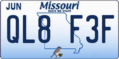MO license plate QL8F3F