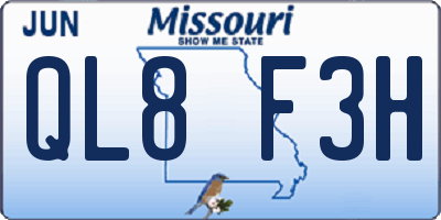 MO license plate QL8F3H