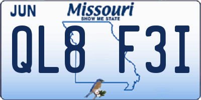 MO license plate QL8F3I