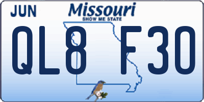 MO license plate QL8F3O