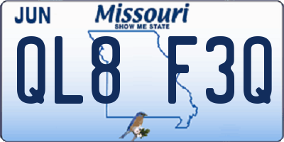 MO license plate QL8F3Q