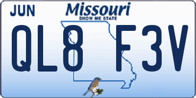 MO license plate QL8F3V