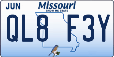 MO license plate QL8F3Y