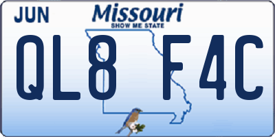 MO license plate QL8F4C