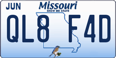 MO license plate QL8F4D