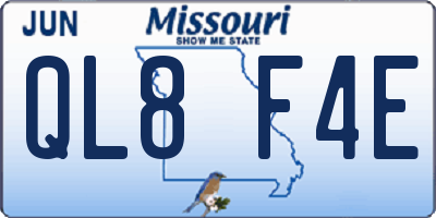 MO license plate QL8F4E