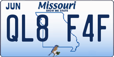 MO license plate QL8F4F