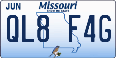 MO license plate QL8F4G