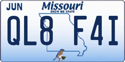 MO license plate QL8F4I