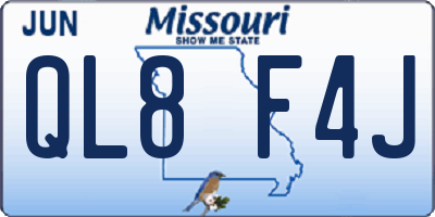 MO license plate QL8F4J
