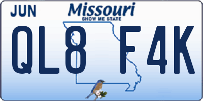 MO license plate QL8F4K