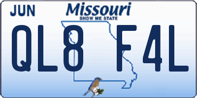 MO license plate QL8F4L