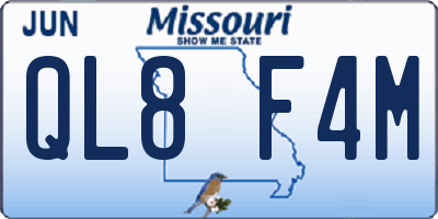 MO license plate QL8F4M