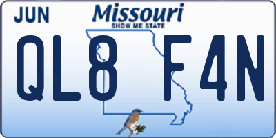 MO license plate QL8F4N