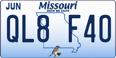 MO license plate QL8F4O