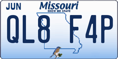 MO license plate QL8F4P