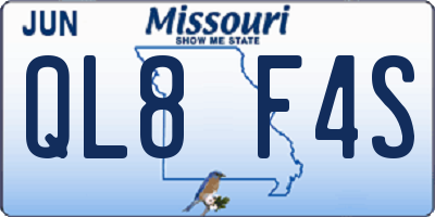 MO license plate QL8F4S