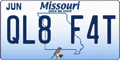 MO license plate QL8F4T