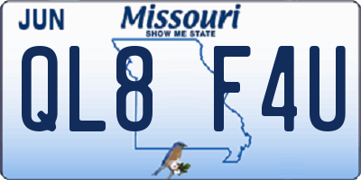 MO license plate QL8F4U