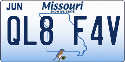 MO license plate QL8F4V